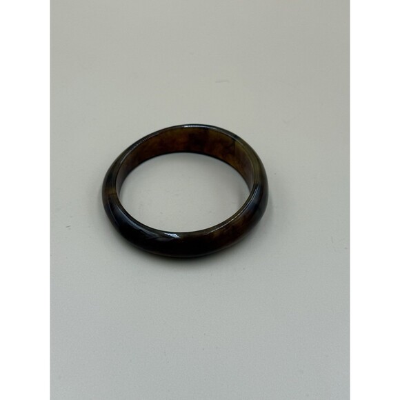 Vintage Tortoiseshell Bangle Bracelet | Lucite/Resin/Acrylic Brown Swirl | Hefty - Picture 5 of 7